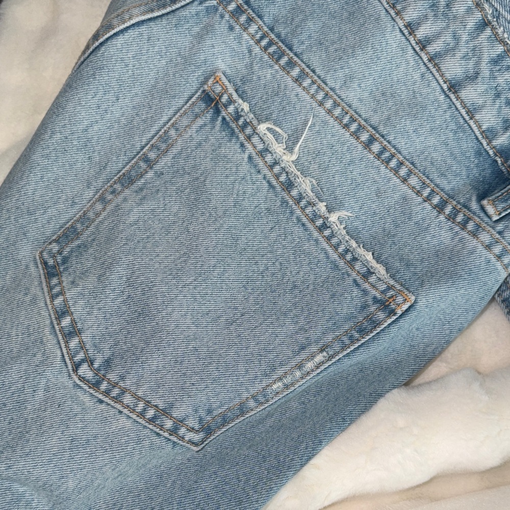 Zara Light Blue Ripped Straight-Leg Jeans - Picture 6 of 6